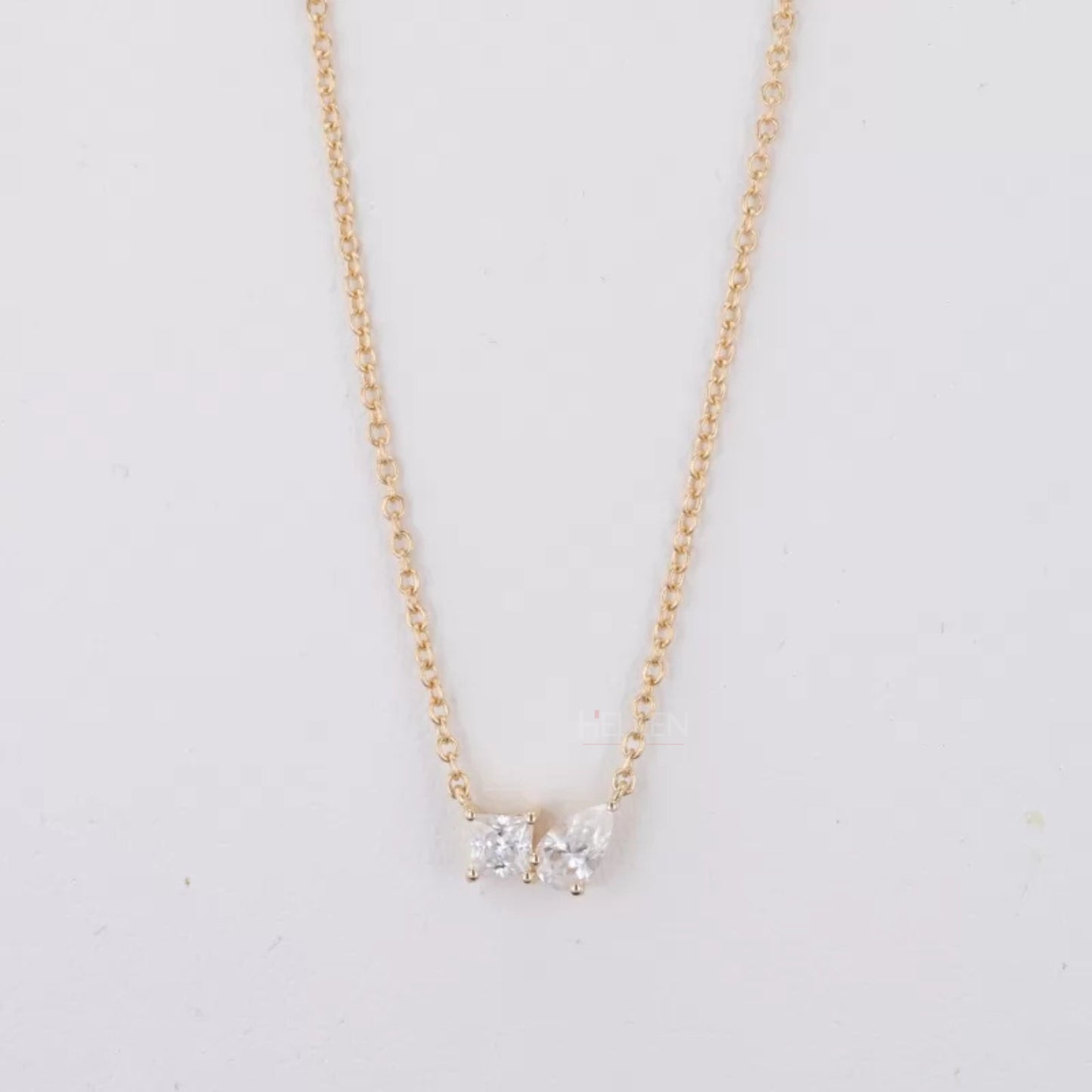 Toi Et Moi You & Me Princess & Pear Cut Moissanite Necklace