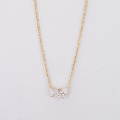 Toi Et Moi You & Me Princess & Pear Cut Moissanite Necklace