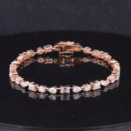 Signature tennis bracelet featuring alternating moissanite in mixed cuts – elegant and artistic modern design