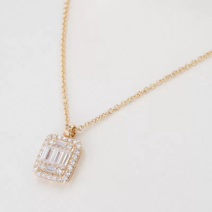 Trendy Baguette And Round Cut Moissanite Necklace