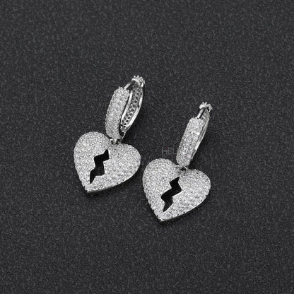 Broken Heart Hoops Moissanite Earrings