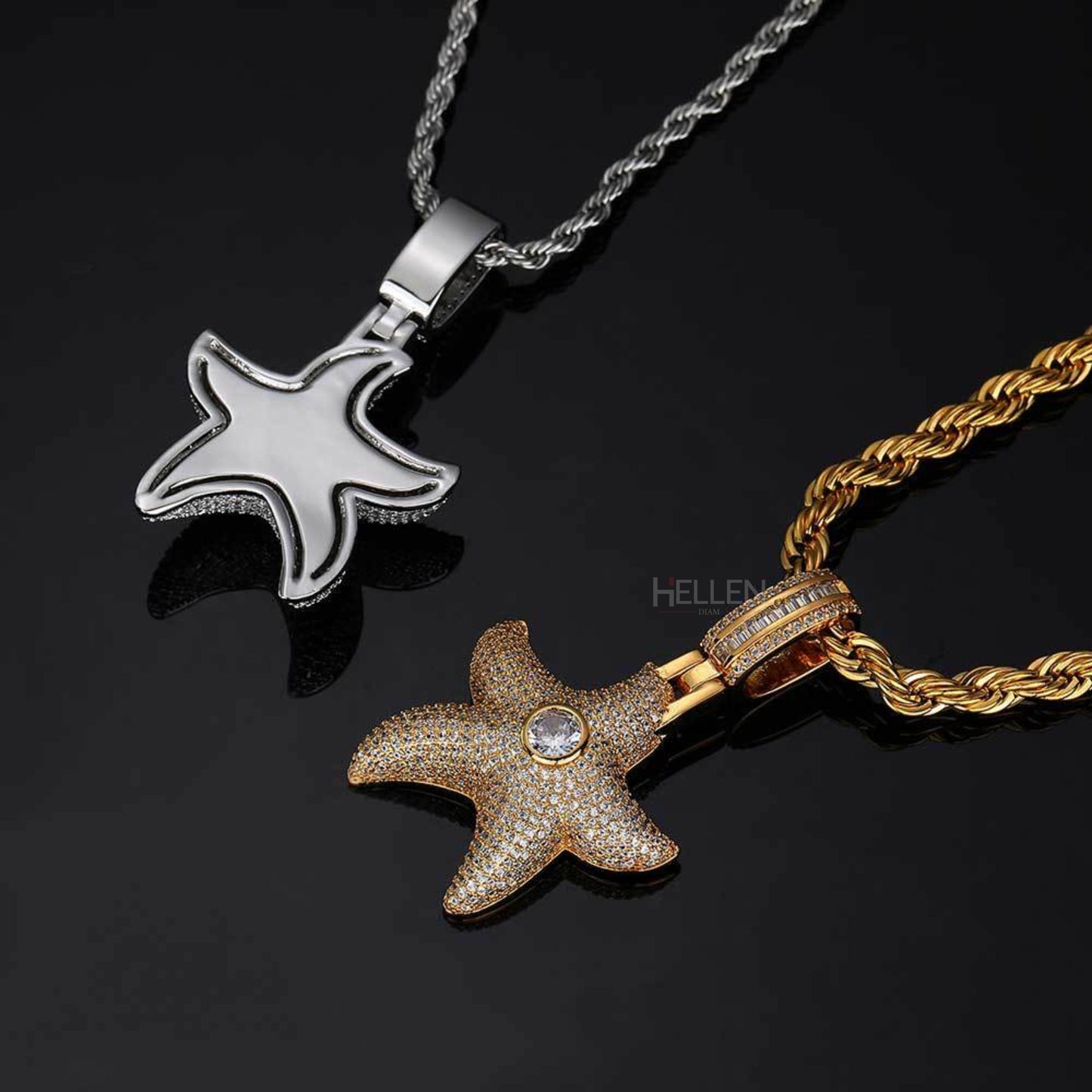 Star Fish Iced Streetwear Pendant With Moissanite