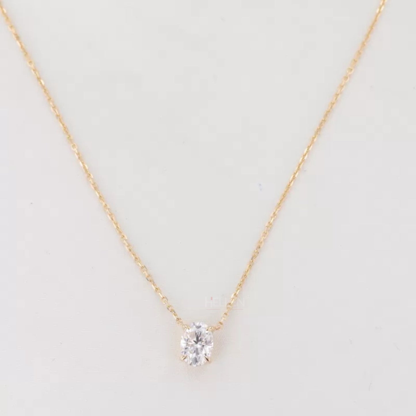 Oval Cut 4  Prong Dual Loop Solitaire Moissanite Necklace