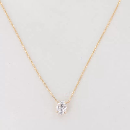 Oval Cut 4  Prong Dual Loop Solitaire Moissanite Necklace