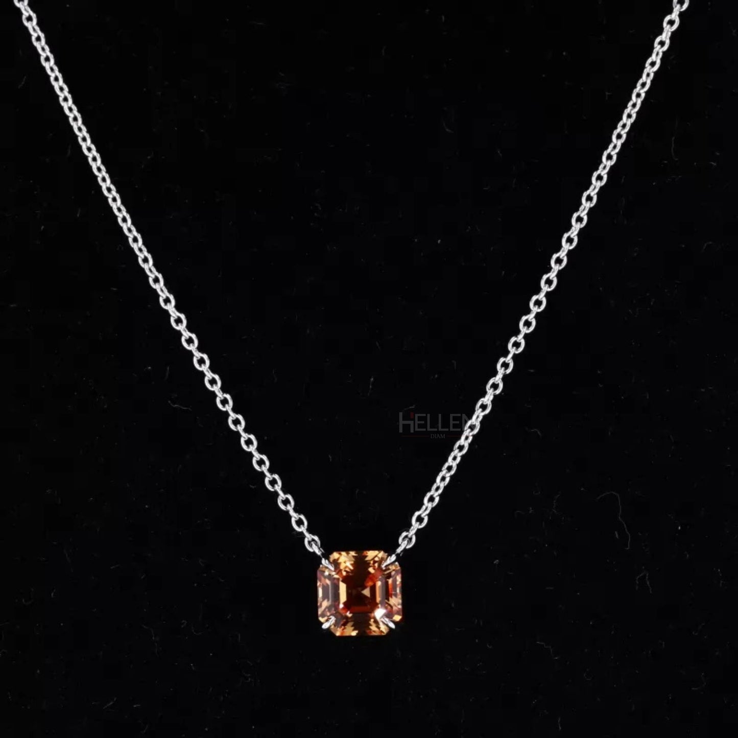 Asscher Cut 4 Prong Solitaire Gemstone Necklace of Your Choice