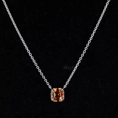Asscher Cut 4 Prong Solitaire Gemstone Necklace of Your Choice