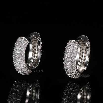 Iced Out Moissanite Studded Hoop Earrings