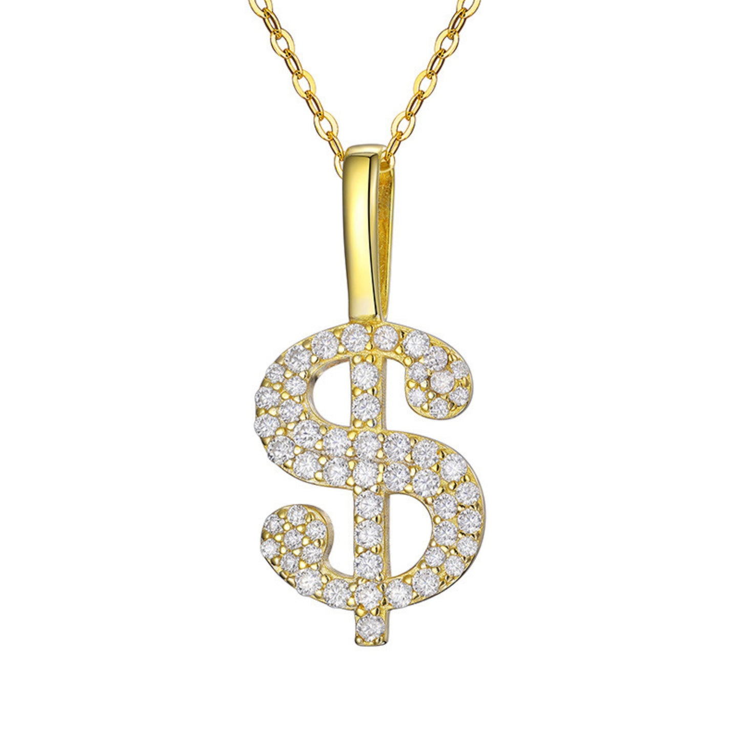 $ Dollar Sign  Hip-Hop Pendant Whit Round Cut Moissanite For Men's