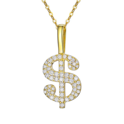$ Dollar Sign  Hip-Hop Pendant Whit Round Cut Moissanite For Men's