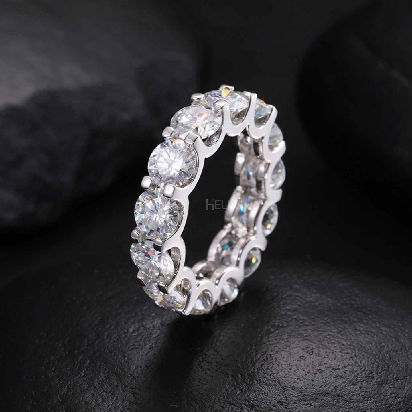 Round Cut Moissanite Eternity Bands For Men's- Perfect For Gift