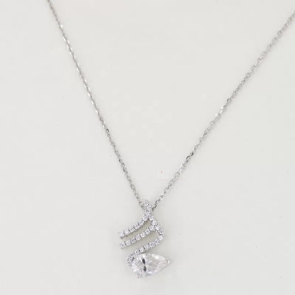 Unique Pendant Pear Cut Solitaire & Round Moissanite Necklace