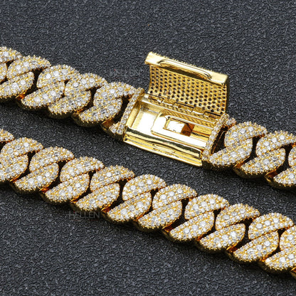 Iced Out VVS Moissanite 6MM to 12MM Cuban Chain For Men's With Strong Locking system