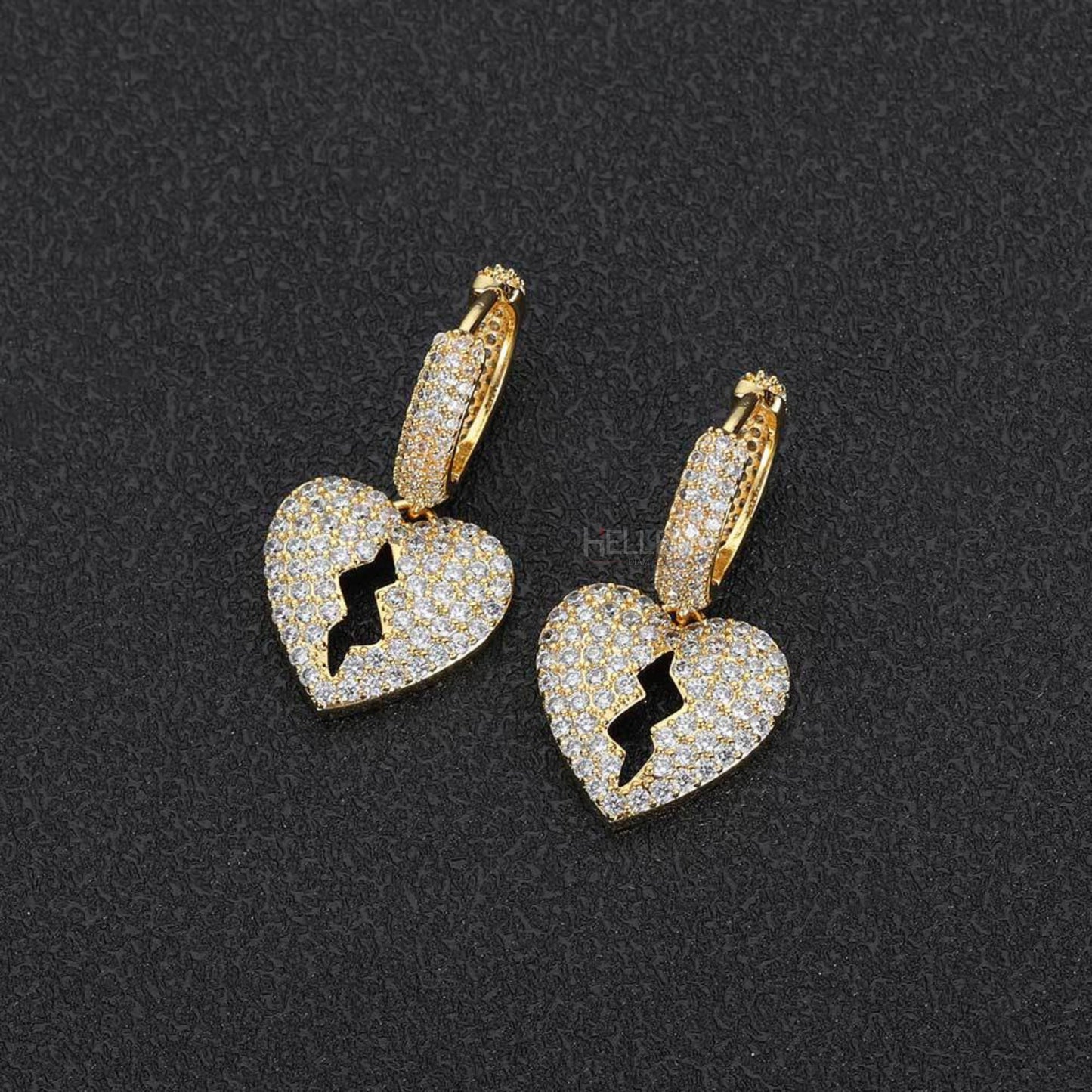 Broken Heart Hoops Moissanite Earrings