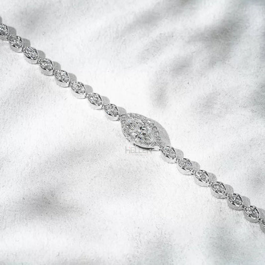 Statement bracelet with marquise and round cut stones – trendy and eye-catching moissanite loose bracelet design