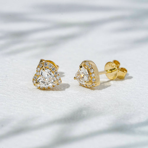 Heart Shaped Moissanite Stud Earrings - 925 Silver