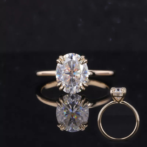 Oval Cut Moissanite Double Prong Solitaire Engagement Ring