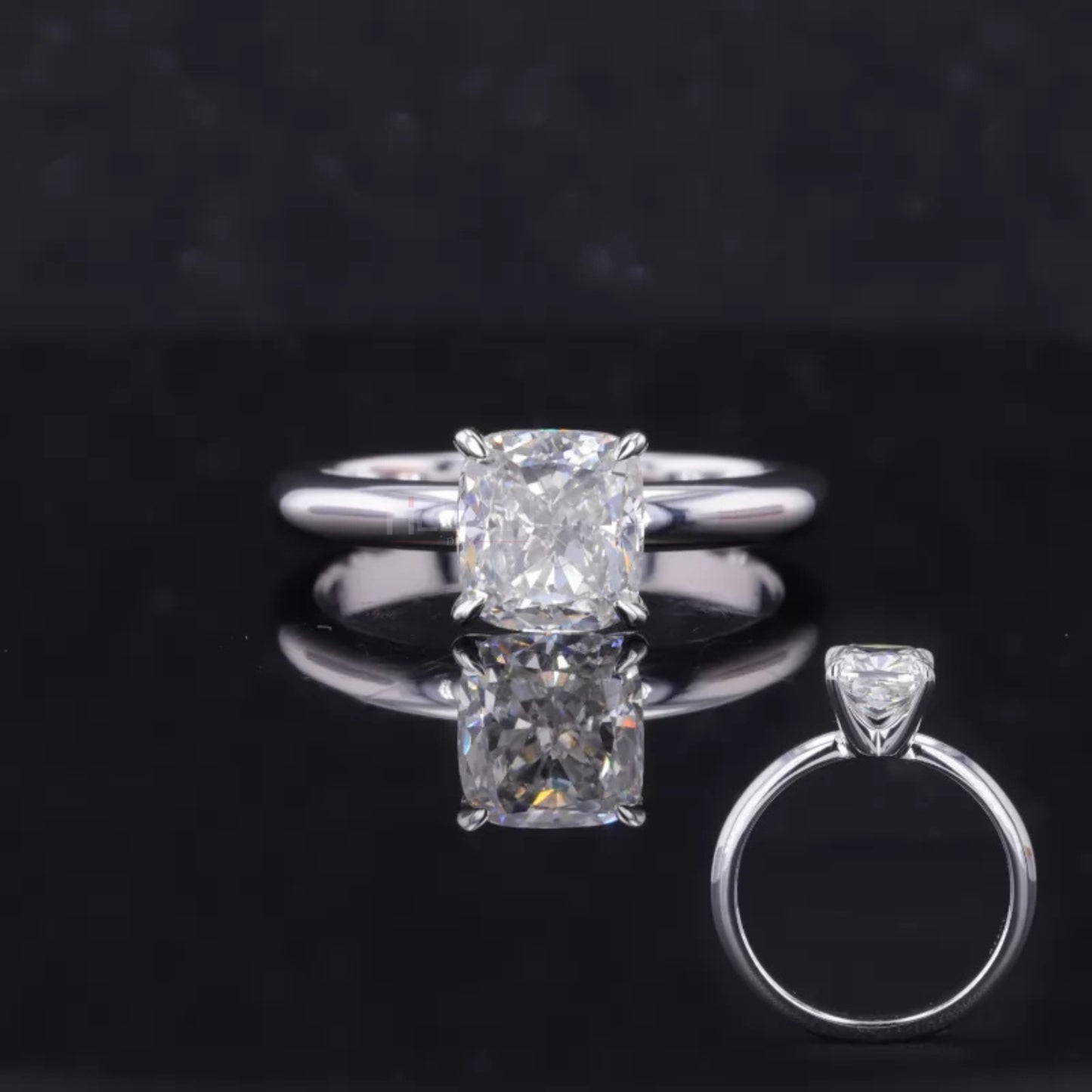 Cushion cut colorless moissanite solitaire engagement ring – brilliant sparkle with timeless setting

