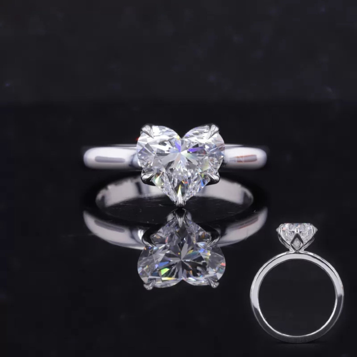 Heart cut moissanite solitaire engagement ring in sterling silver – romantic and feminine proposal jewelry

