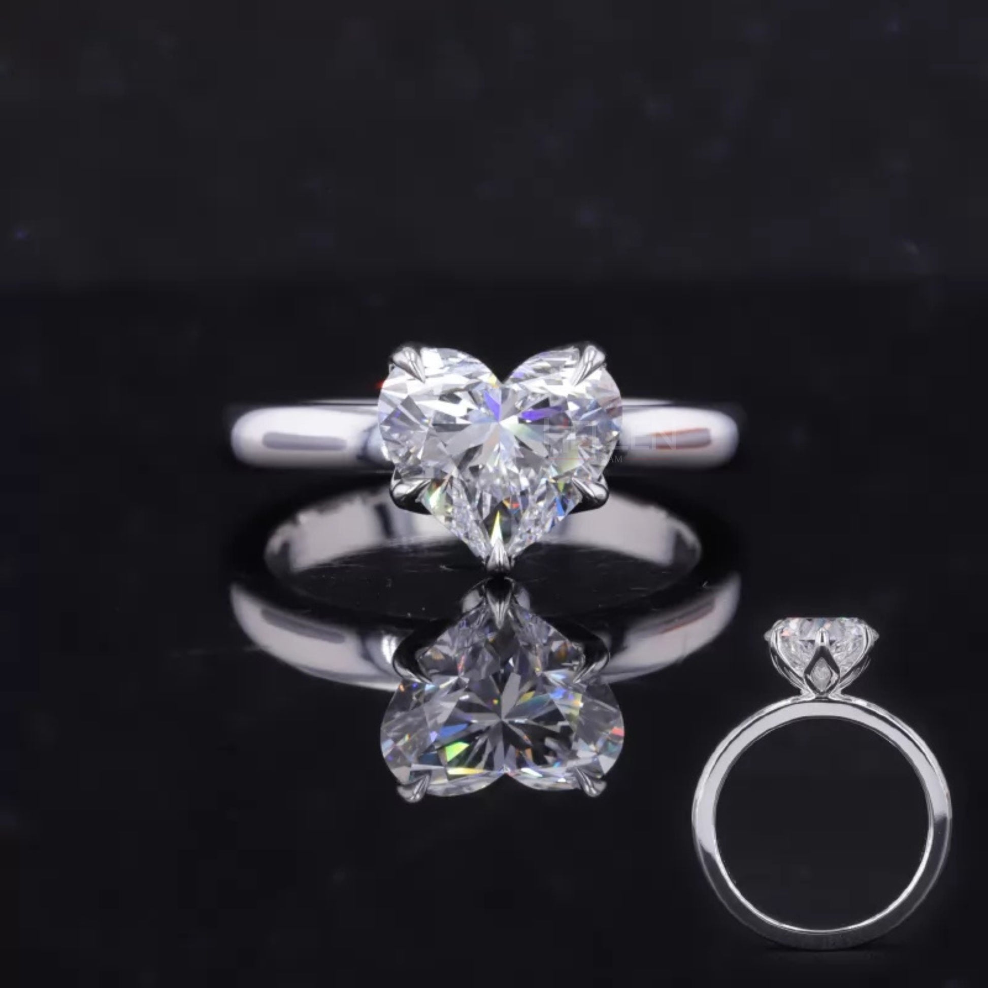 Heart cut moissanite solitaire engagement ring in sterling silver – romantic and feminine proposal jewelry

