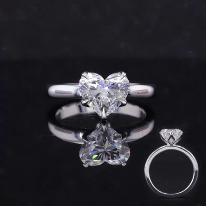Heart cut moissanite solitaire engagement ring in sterling silver – romantic and feminine proposal jewelry

