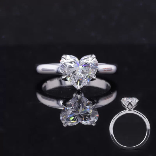 Heart cut moissanite solitaire engagement ring in sterling silver – romantic and feminine proposal jewelry

