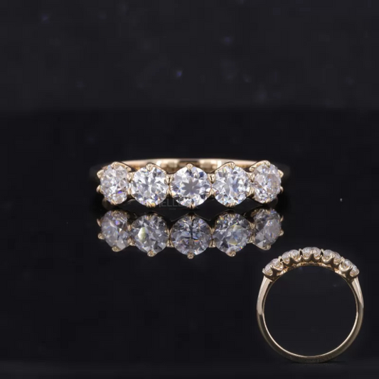 Brilliant round cut moissanite five-stone anniversary band – radiant celebration of lasting love