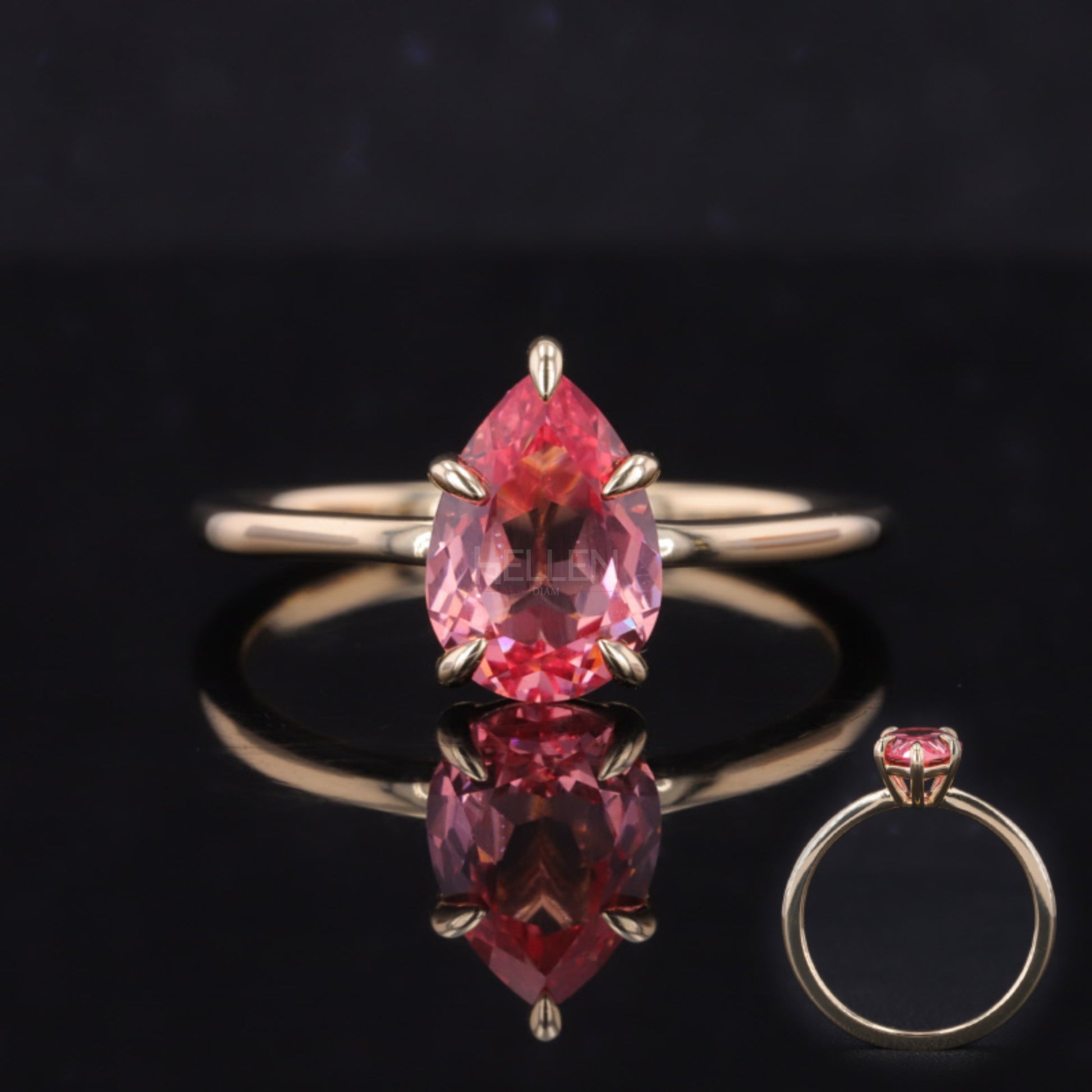 Elegant pear cut gemstone solitaire engagement ring in sterling silver – timeless semi-precious bridal ring

