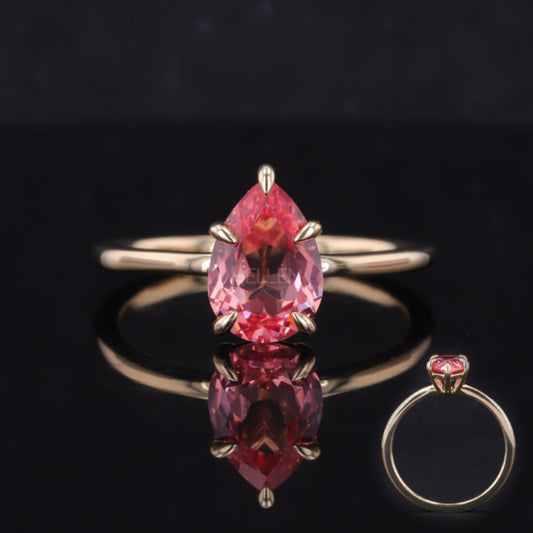 Elegant pear cut gemstone solitaire engagement ring in sterling silver – timeless semi-precious bridal ring

