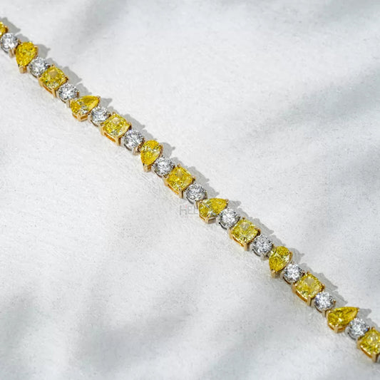 Exclusive tennis bracelet with mixed fancy shaped gemstones and moissanite – colorful and luxurious wrist statement

