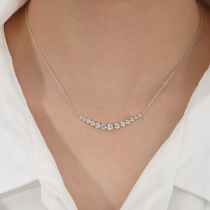 Round cut moissanite bezel set smiley face necklace – playful and stylish gifting jewelry for women