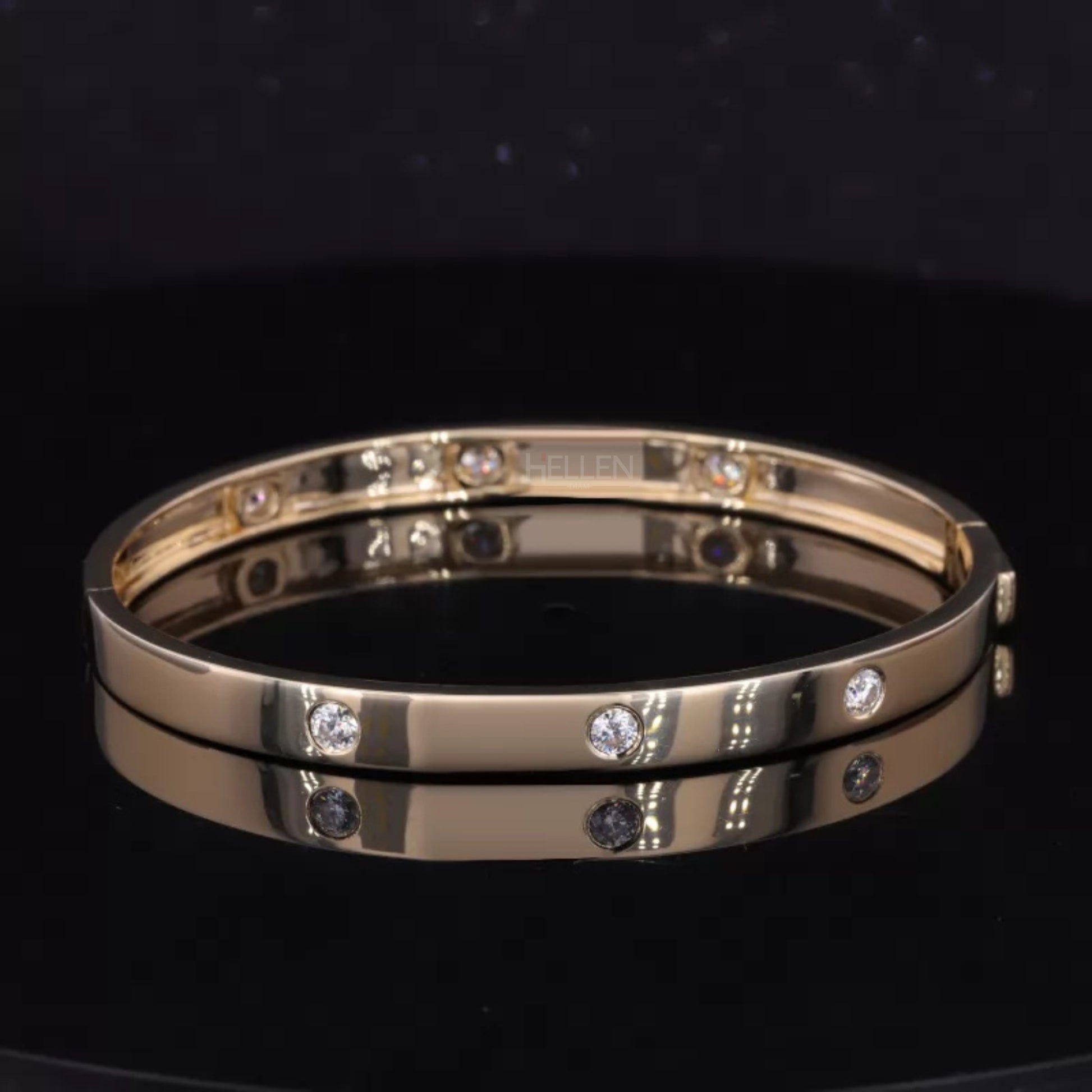 Iconic moissanite band bangle bracelet with gold plating – luxurious and timeless accessory for special occasions