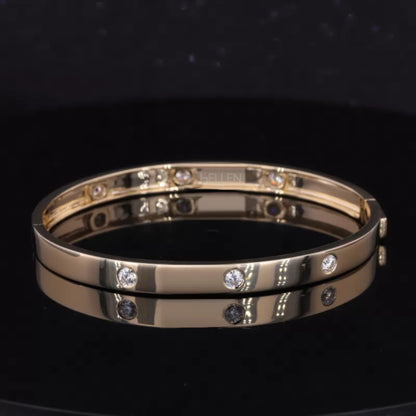 Iconic moissanite band bangle bracelet with gold plating – luxurious and timeless accessory for special occasions