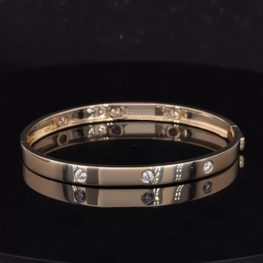 Iconic moissanite band bangle bracelet with gold plating – luxurious and timeless accessory for special occasions
