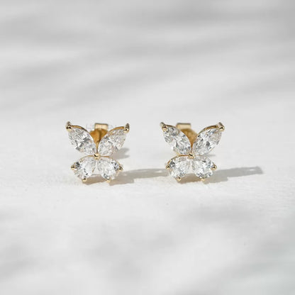 Marquise cut moissanite studs with butterfly-inspired design – feminine and graceful for daily wear

