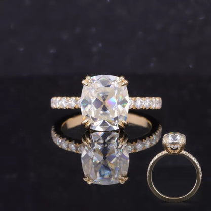 Elongated cushion cut moissanite solitaire ring – timeless and elegant choice for modern proposals