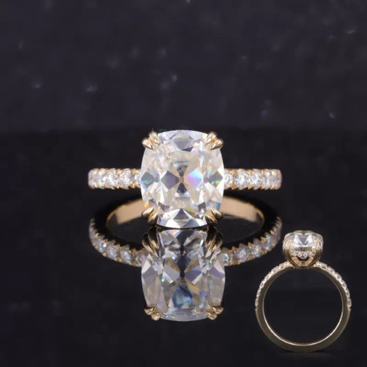 Elongated cushion cut moissanite solitaire ring – timeless and elegant choice for modern proposals