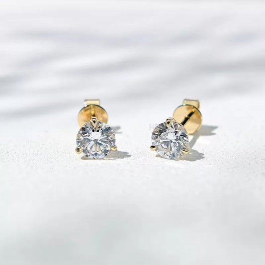 Classic round cut moissanite sterling silver studs – everyday essential with radiant brilliance

