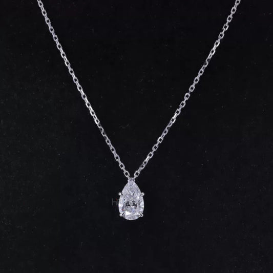 Pear cut moissanite drop pendant in vintage design – timeless necklace for formal wear or gifting