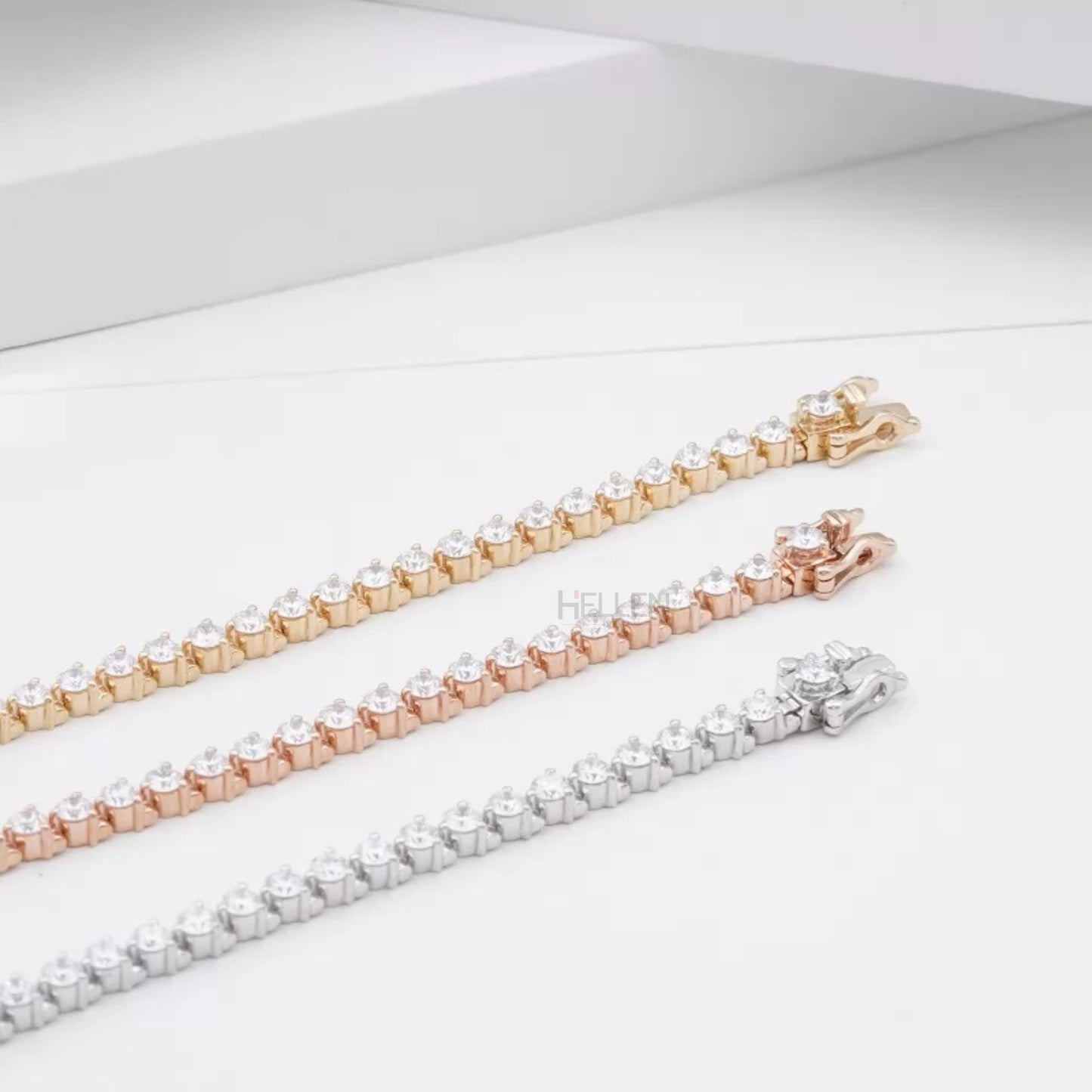 3mm round moissanite tennis bracelet in classic 3 prong setting – everyday must-have jewelry with brilliant shine


