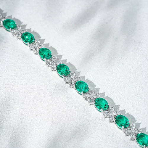 Green & Blue Oval Gemstone with Pear Moissanite Loose Bracelet