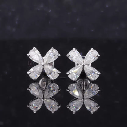 Teardrop-shaped pear cut moissanite studs in sterling silver – refined sparkle for sophisticated styling
