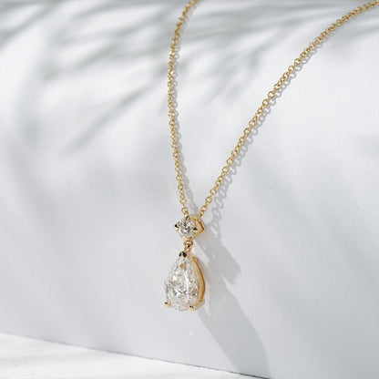 Sparkling Pear Cut Moissanite Drop Necklace for Bridesmaids