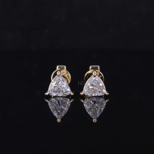 Trillion cut solitaire moissanite earrings in 925 sterling silver – luxury geometric design for standout style

