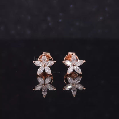 Leaf Look Marquis Cut VVS Moissanite Studs  For Everyday