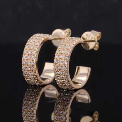 Pave Moissanite Hoop Earrings - Sterling Silver Brilliance