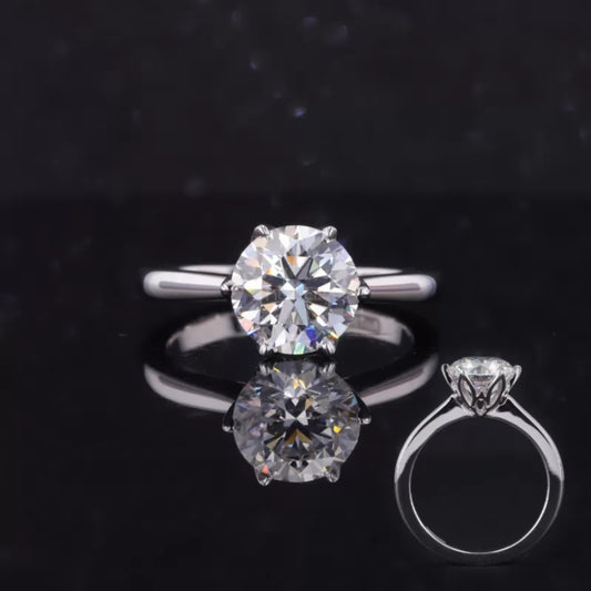Timeless round cut solitaire moissanite engagement ring in 925 sterling silver – classic and minimal bridal jewelry