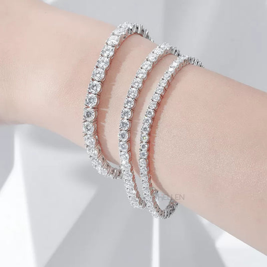 Everyday essential tennis bracelet with round cut moissanite – minimalist and sparkling wristwear for all occasions

