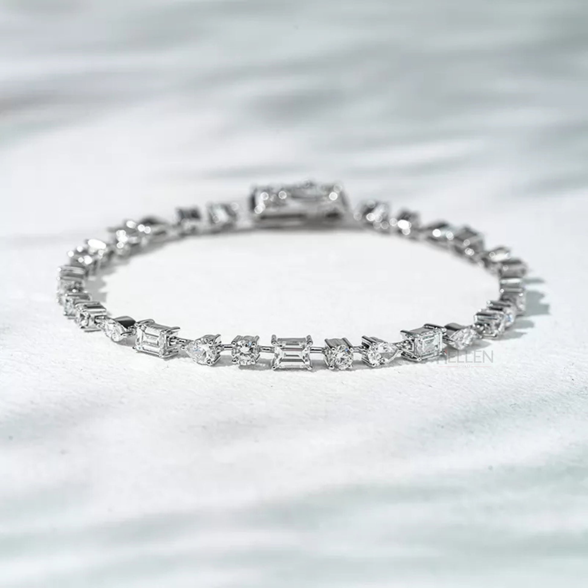 Luxury moissanite tennis bracelet with mixed fancy cut stones – statement wristwear with high brilliance