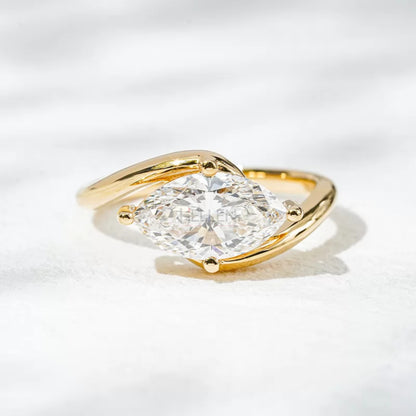 Vintage Marquise Cut Moissanite Solitaire Engagement Ring