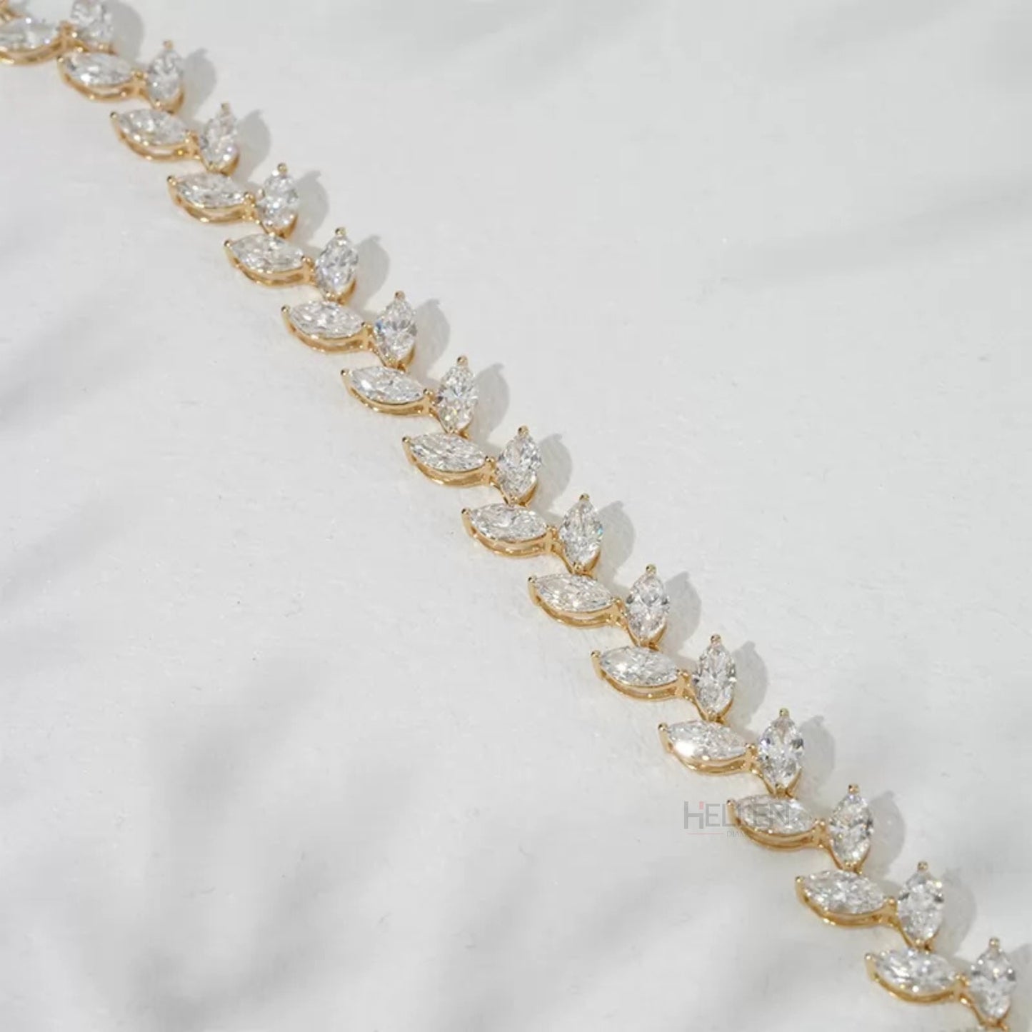 Loose tennis bracelet with marquise leaf-style moissanite – graceful and unique jewelry for weddings or special occasions
